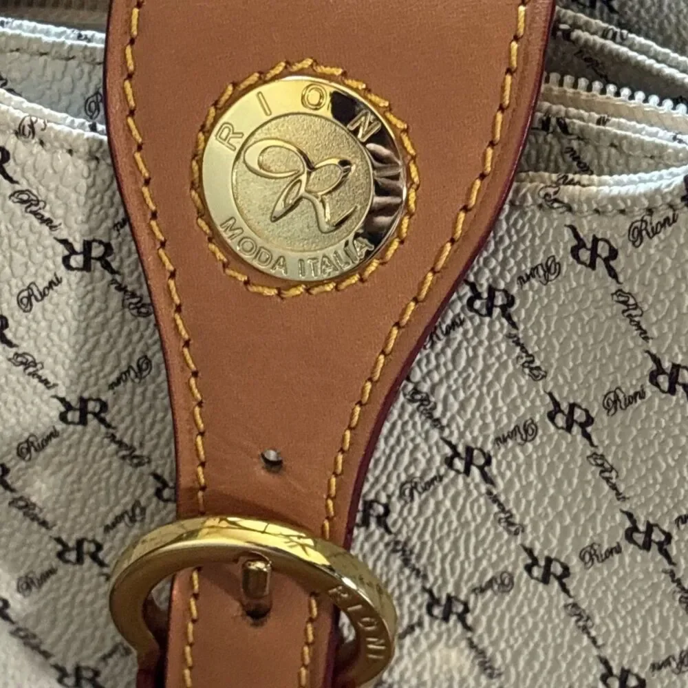 RIONI Moda Italia Signature Monogram Structured Satchel Shoulder Bag